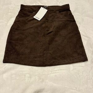 Monki Dark Brown Corduroy Mini Skirt